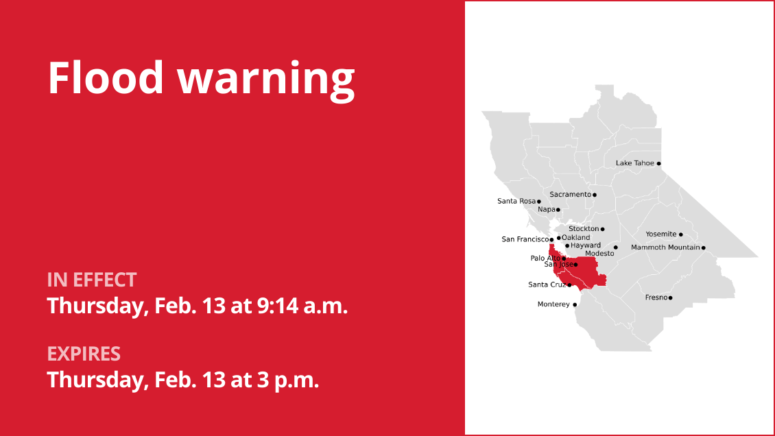 Update: Flood warning for Northern California until Thursday afternoon