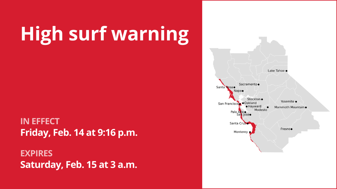 Update: High surf warning issued for Bay Area Shorelines until 3 a.m. Saturday – breaking waves of 20 to 30 feet expected