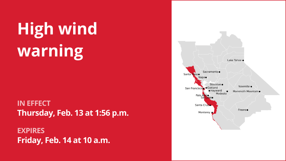 Update: High wind warning affecting Bay Area Shorelines until Friday morning