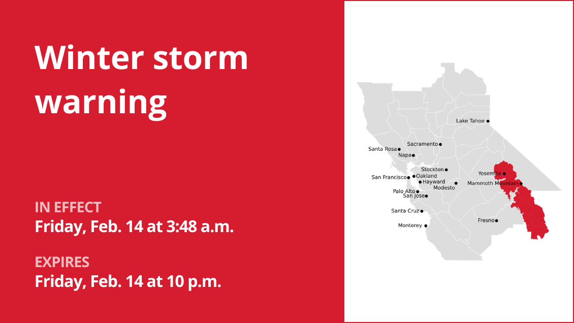 Update: Winter storm warning for Yosemite until Friday night – up to 12 inches of snow