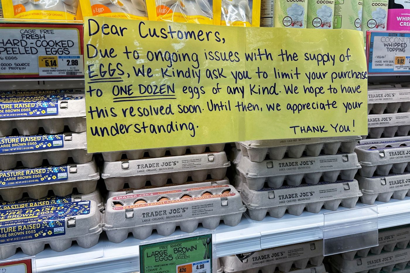 Trader Joe’s and Costco are limiting how many eggs people can buy