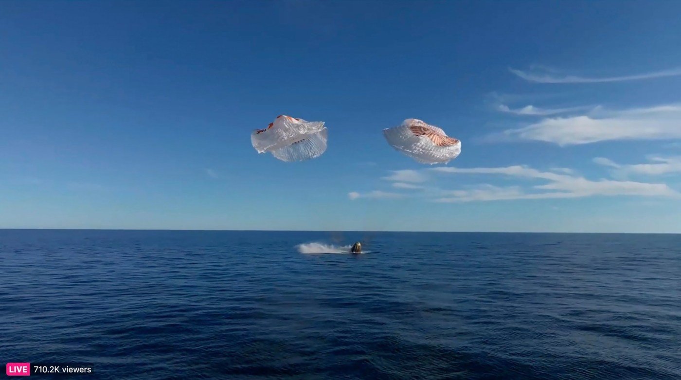 Watch: NASA astronauts splashdown after riding back to Earth on SpaceX capsule