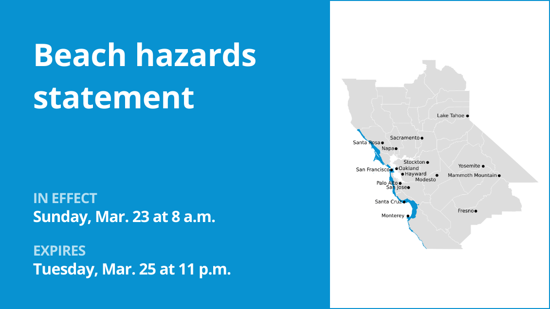 Beach hazards statement issued for Bay Area Shorelines from Sunday to Tuesday