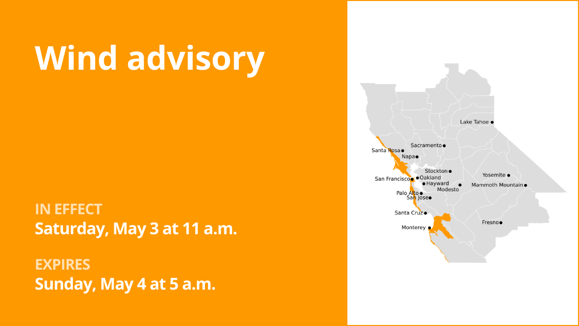 Bay Area Shorelines under a wind advisory Saturday and Sunday, gusts to hit 45 mph