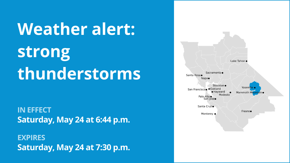 Update: Marble-sized hail expected with thunderstorms to hit Yosemite Saturday, gusts may reach 40 mph