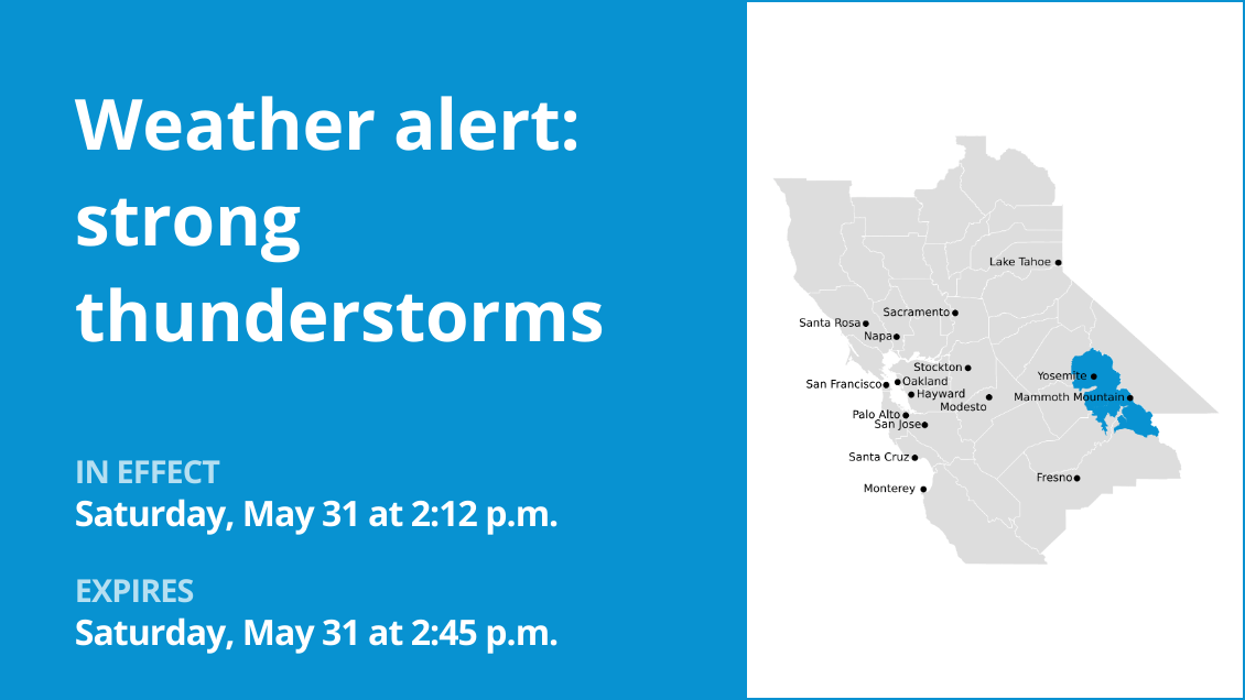 Update: Brace for penny-sized hail with thunderstorms in Yosemite and Mariposa-Madera Lower Sierra Saturday