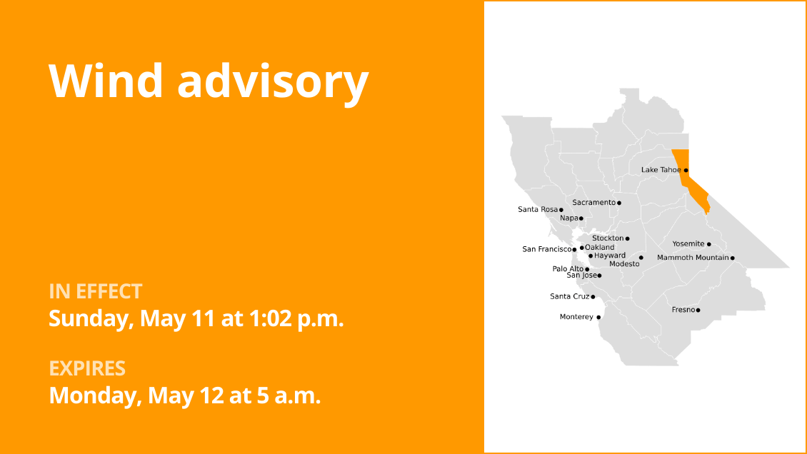Wind advisory affecting the Greater Lake Tahoe Area until early Monday morning – wind gusts up to 55 mph