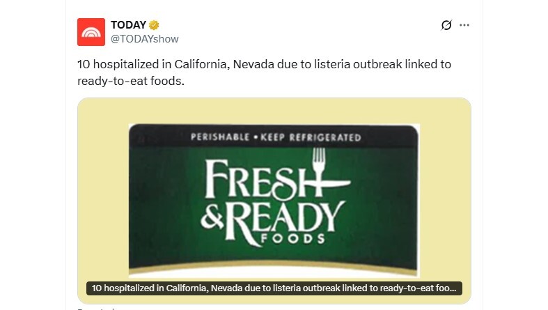California company recalling several ready-to-eat food products after listeria outbreak