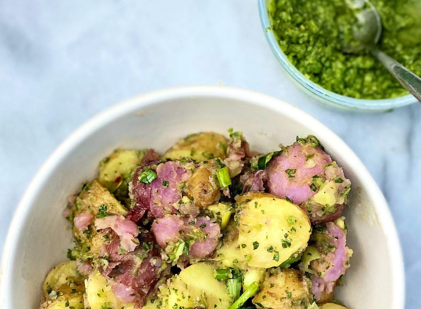 Lighten up your potato salad with a green sauce