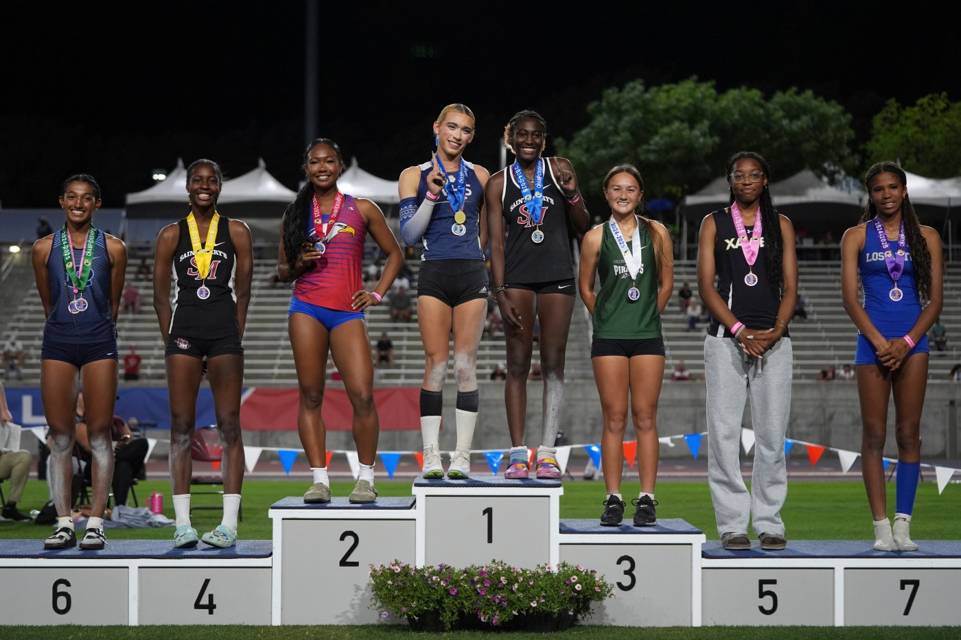 Trans athlete Hernandez wins two competitions at California state track meet, sharing podium with Bay Area jumpers
