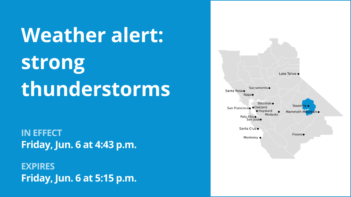 Update: Thunderstorms with pea-sized hail in Yosemite Friday – gusts could peak at 40 mph