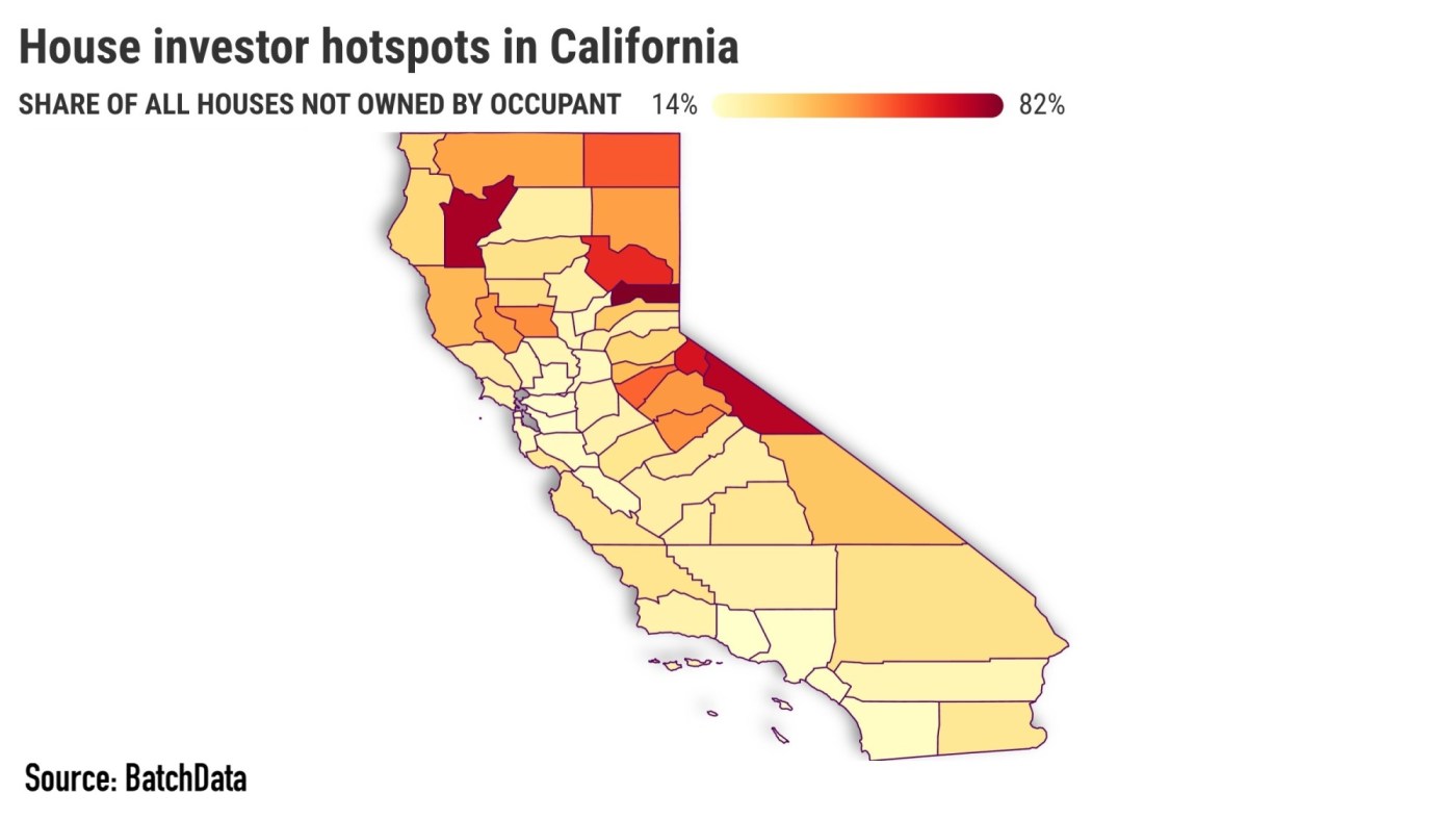 Where in California do investors own the most houses?