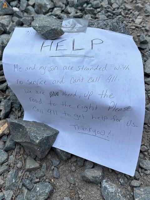 Rescuers find mom and son lost in Northern California forest thanks to notes they left on a remote road