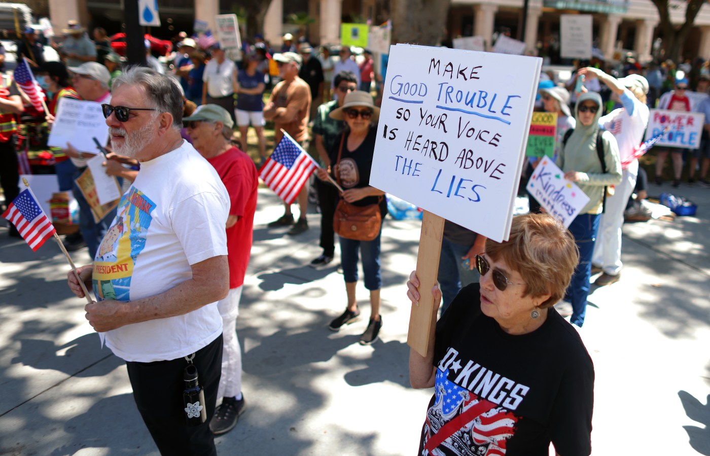 South Bay residents protest Trump administration in honor of civil rights leader John Lewis