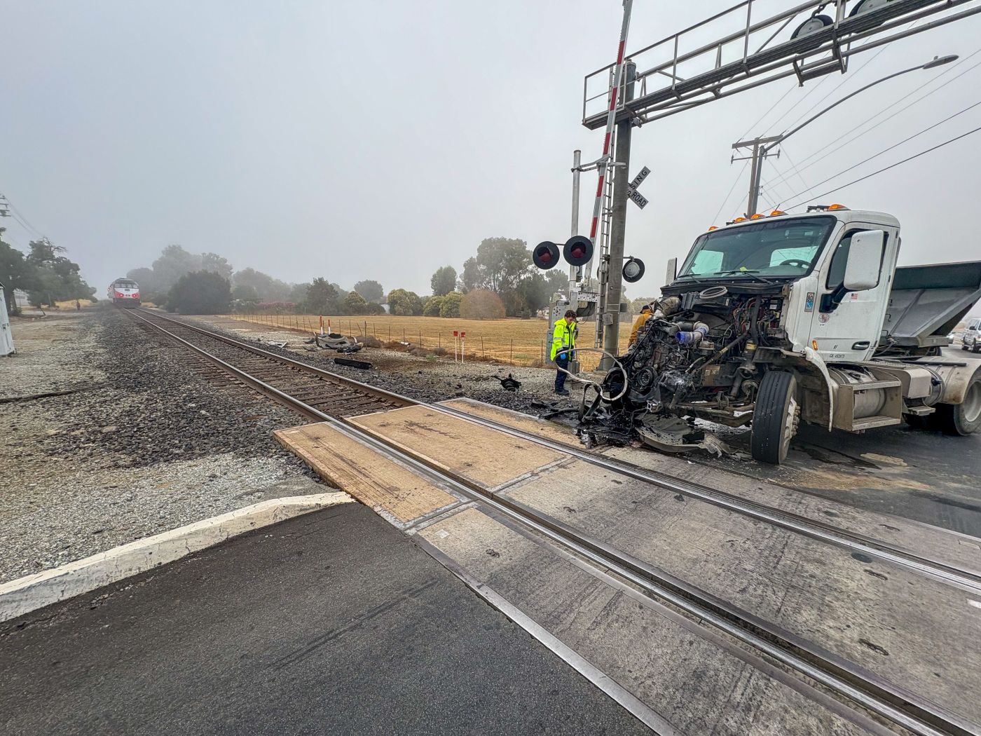 Semi-truck and train collide north of Gilroy Monday morning