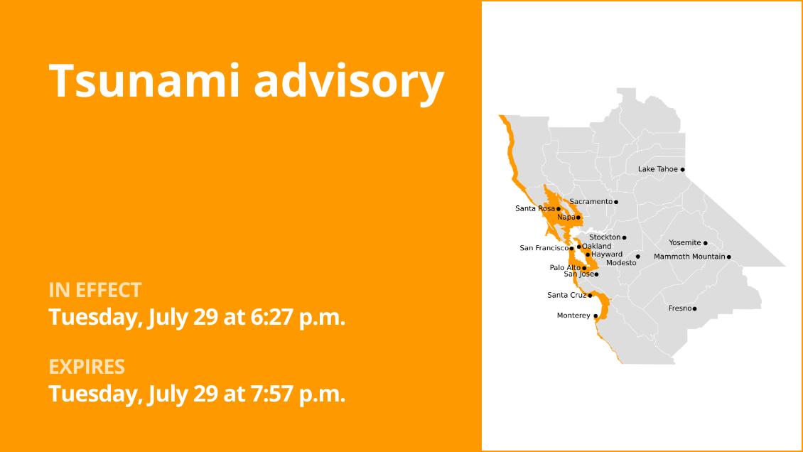 Tsunami advisory active for Bay Area Shorelines Tuesday evening