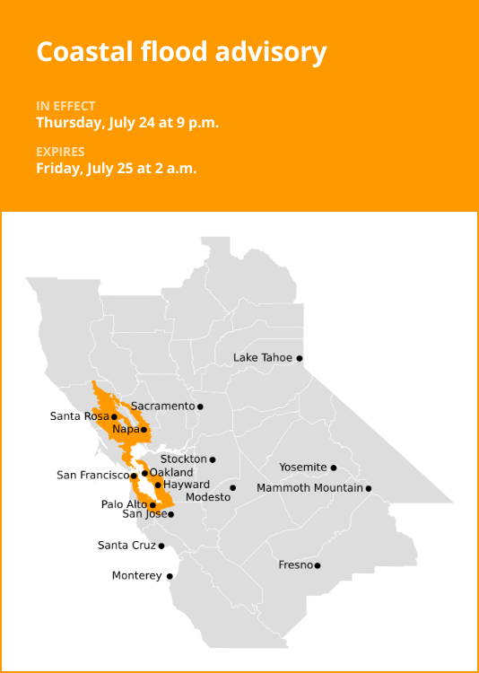 Update: Coastal flood advisory issued for Northern California until 2 a.m. Friday
