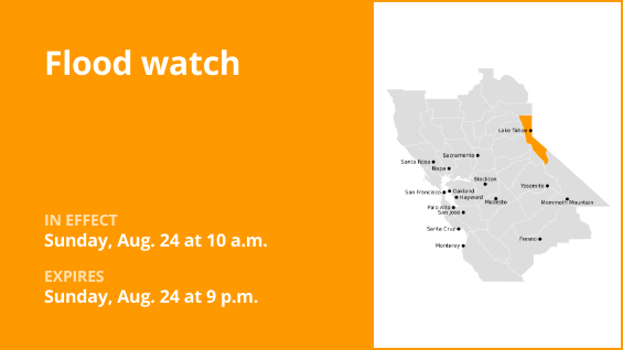 Flood watch for the Greater Lake Tahoe Area until Sunday night due to intense rainfall