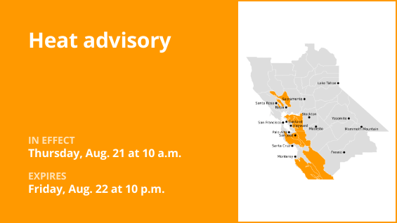 Update: Heat advisory issued for Bay Area inland regions for Thursday and Friday