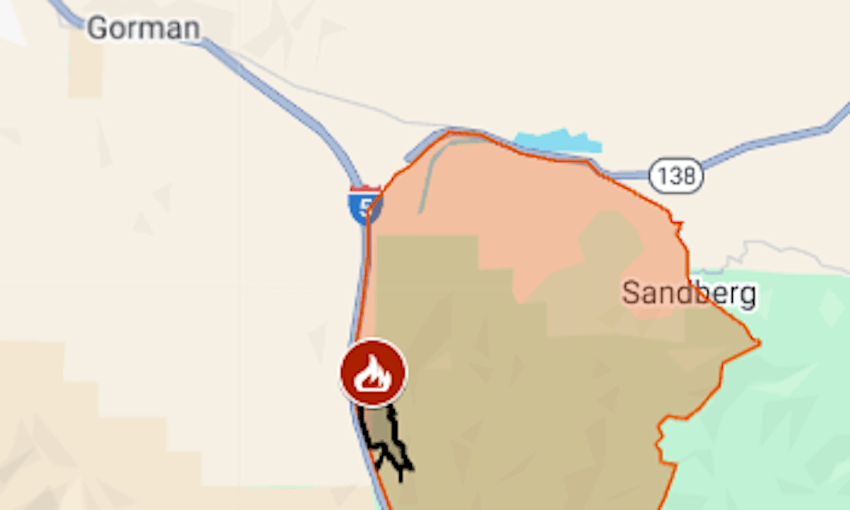 Map: Shelter-in-place for fast-burning King Fire on I-5 Grapevine