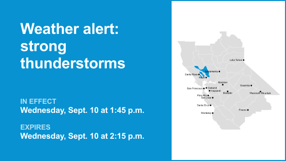 Pea-sized hail expected with thunderstorms to hit North Bay Interior Mountains Wednesday