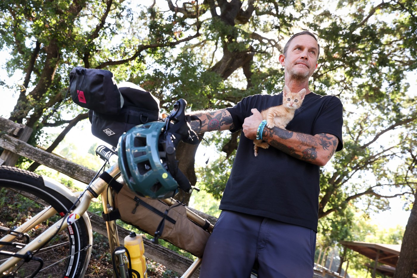 Bay Area cyclist on cross-country adventure rescues kitten, rides him hundreds of miles to safety — and a new home