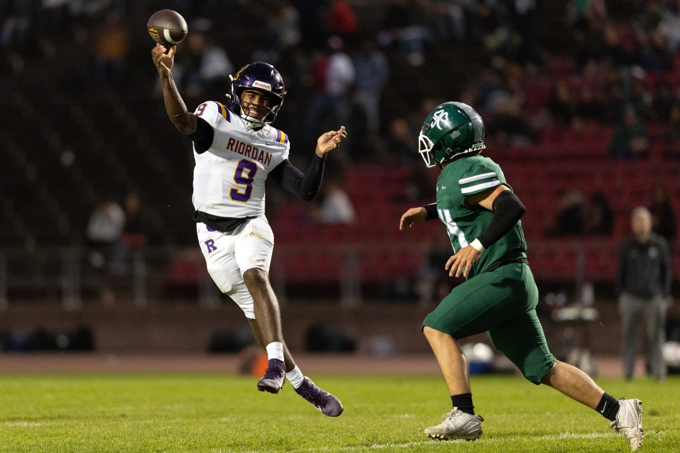 Riordan’s offense revs its engines in 56-30 win over Sacred Heart Cathedral