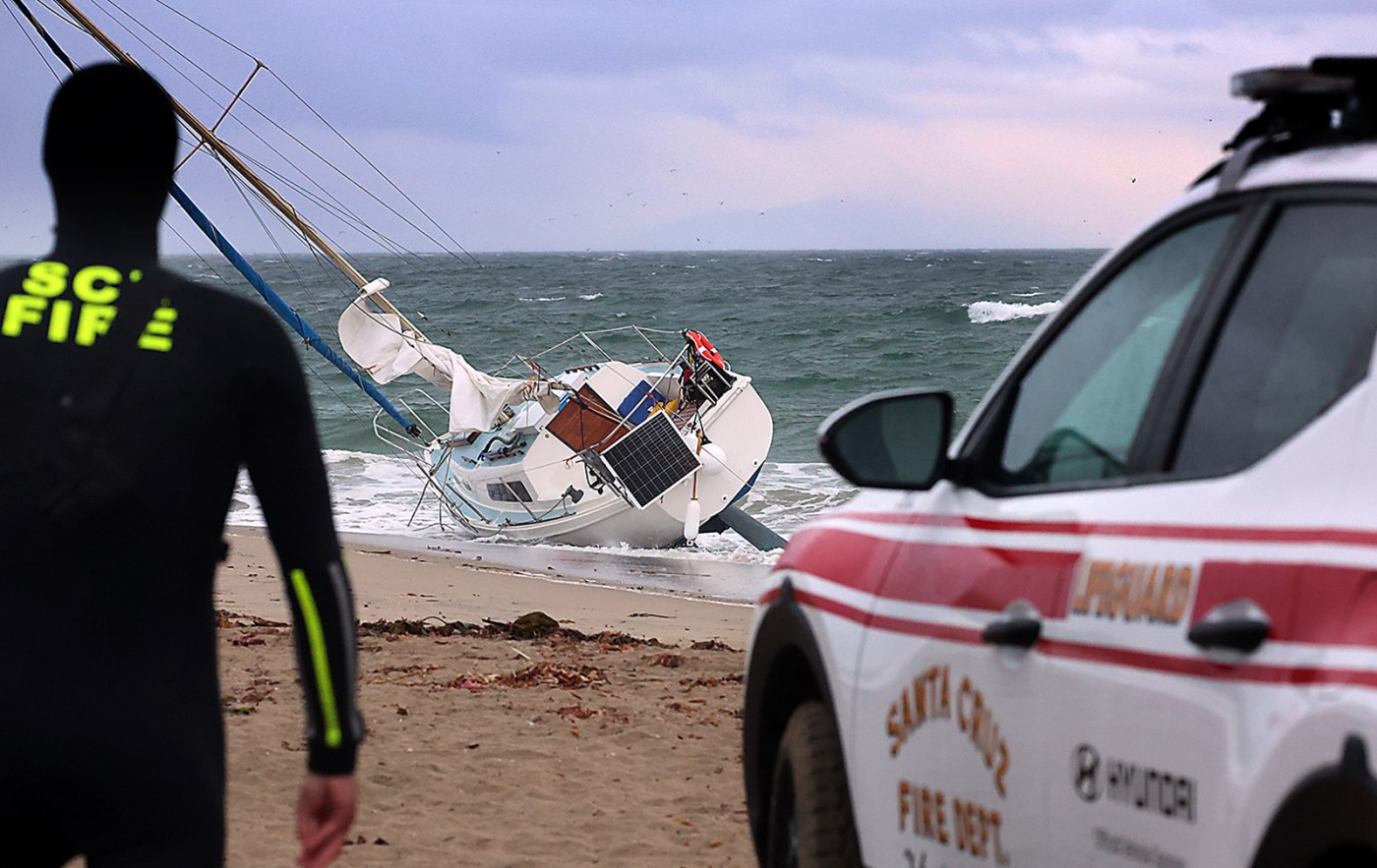 Strong storm brings heavy rain, a beached boat, possible tornado to Santa Cruz County coast