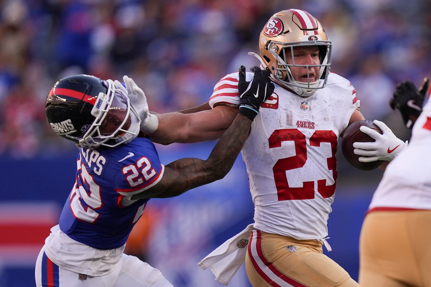 49ers’ Christian McCaffrey carries the load with help from Brian Robinson vs. Giants